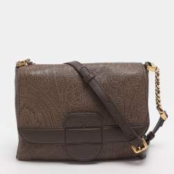 مملوكة مسبقًا Etro Brown Paisley Embossed Leather Crossbody Bag