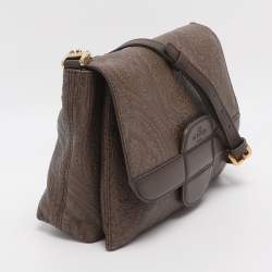 مملوكة مسبقًا Etro Brown Paisley Embossed Leather Crossbody Bag