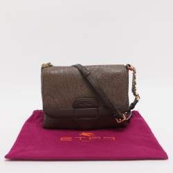 مملوكة مسبقًا Etro Brown Paisley Embossed Leather Crossbody Bag