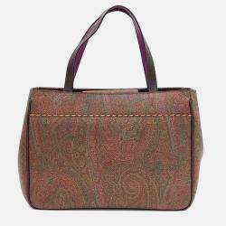 Pre Owned Etro Brown PVC Paisley Tote Bag