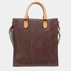 Pre Owned حقيبة يد وكتف إيترو جلد بني بنقشة بيزلي