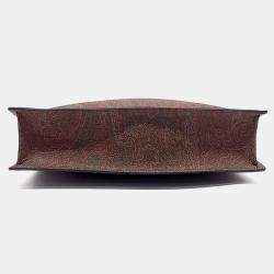 Pre Owned حقيبة يد وكتف إيترو جلد بني بنقشة بيزلي