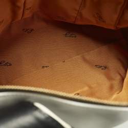 Pre Owned Etro White/Black Paisley Print Leather Satchel