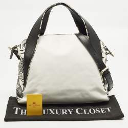 Pre Owned Etro White/Black Paisley Print Leather Satchel