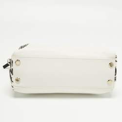 Pre Owned Etro White/Black Paisley Print Leather Satchel