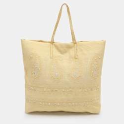 Pre Owned حقيبة قماش مزينة صفراء إيترو