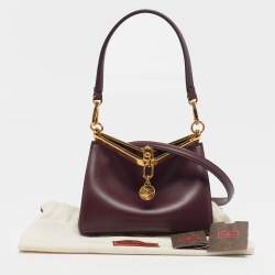 Pre Owned Etro Vela Mini Burgundy Leather Shoulder Bag