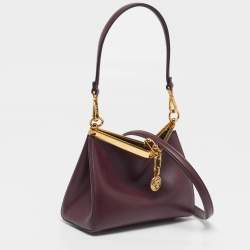 Pre Owned Etro Vela Mini Burgundy Leather Shoulder Bag
