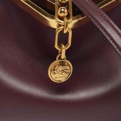 Pre Owned Etro Vela Mini Burgundy Leather Shoulder Bag