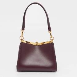 Pre Owned Etro Vela Mini Burgundy Leather Shoulder Bag
