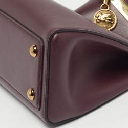 Pre Owned Etro Vela Mini Burgundy Leather Shoulder Bag