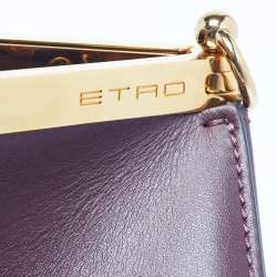 Pre Owned Etro Vela Mini Burgundy Leather Shoulder Bag