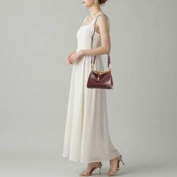 Pre Owned Etro Vela Mini Burgundy Leather Shoulder Bag