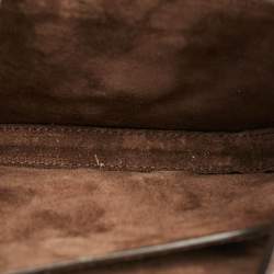 Pre Owned Etro Tracolla Brown Paysley Print Coated Canvas and Leather Crossbody Bag