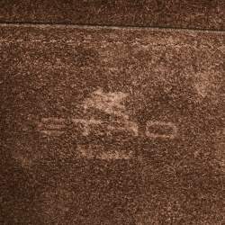 Pre Owned Etro Tracolla Brown Paysley Print Coated Canvas and Leather Crossbody Bag