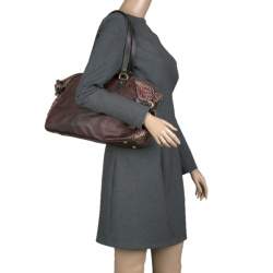 Pre Owned Etro Brown Paisley Printed Coated Canvas Satchel