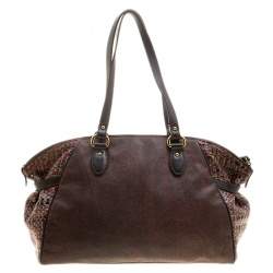Pre Owned Etro Brown Paisley Printed Coated Canvas Satchel