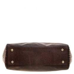 Pre Owned Etro Brown Paisley Printed Coated Canvas Satchel
