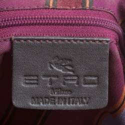 Pre Owned Etro Brown Paisley Printed Coated Canvas Satchel
