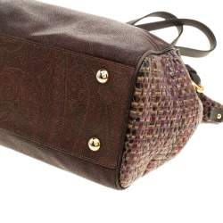 Pre Owned Etro Brown Paisley Printed Coated Canvas Satchel