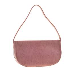 Pre Owned Etro Blush Pink Paisley Leather  and Calfhair Shoulder Bag