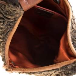 Etro Multicolor Fur and Jacquard Hobo