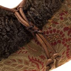 Etro Multicolor Fur and Jacquard Hobo