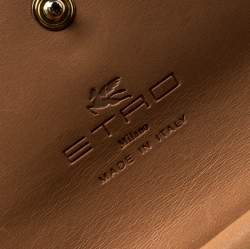 Pre Owned Etro Brown Paisley Print Coated Canvas Compact Wallet