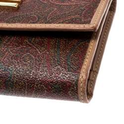 Pre Owned Etro Brown Paisley Print Coated Canvas Compact Wallet