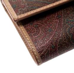 Pre Owned Etro Brown Paisley Print Coated Canvas Compact Wallet