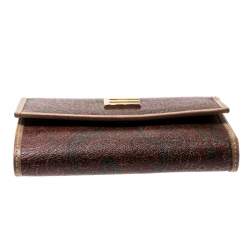 Pre Owned Etro Brown Paisley Print Coated Canvas Compact Wallet