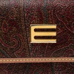 Pre Owned Etro Brown Paisley Print Coated Canvas Compact Wallet