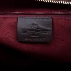 Etro Brown Paisley Printed Coated Canvas Sequins Boston Bag