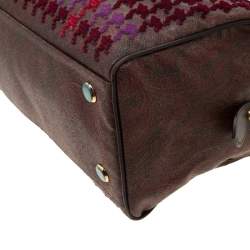 Etro Brown Paisley Printed Coated Canvas Sequins Boston Bag