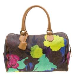 Pre Owned Etro Multicolor Paisley Printed Coated Canvas and Leather Satchel