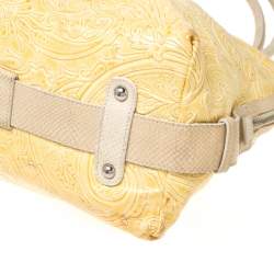 Etro Yellow Paisley Embossed Patent Leather Tote