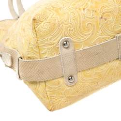 Etro Yellow Paisley Embossed Patent Leather Tote