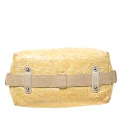 Etro Yellow Paisley Embossed Patent Leather Tote