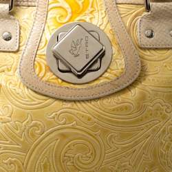 Etro Yellow Paisley Embossed Patent Leather Tote