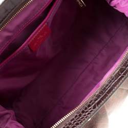Etro Multicolor Paisley Coated Canvas,Croc Embossed Leather and Fabric Frame Satchel