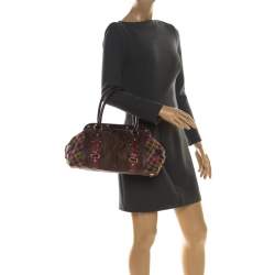 Etro Multicolor Paisley Coated Canvas,Croc Embossed Leather and Fabric Frame Satchel