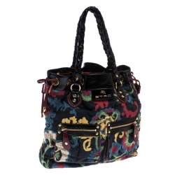 Pre Owned Etro Multicolor Floral Print Canvas and Patent Leather Tote