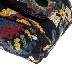 Pre Owned Etro Multicolor Floral Print Canvas and Patent Leather Tote