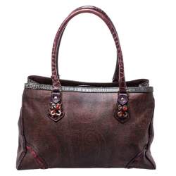 Pre Owned Etro Multicolor Paisley Printed Coated Canvas Tote