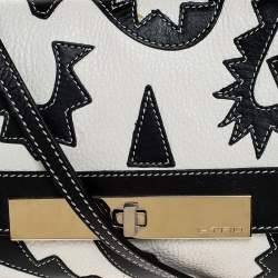 Pre Owned Etro Cream/Black Leather Shoulder Bag