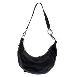 Pre Owned حقيبة كتف ايترو نصف هلال جلد سوداء