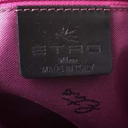 Pre Owned Etro Green/Yellow Paisley Print Coated Canvas and Leather Crossbody Bag