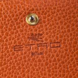Pre Owned Etro Brown Paisley Coated Canvas Trifold Wallet