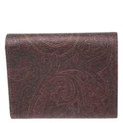 Pre Owned Etro Brown Paisley Coated Canvas Trifold Wallet