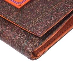 Pre Owned Etro Brown Paisley Coated Canvas Trifold Wallet